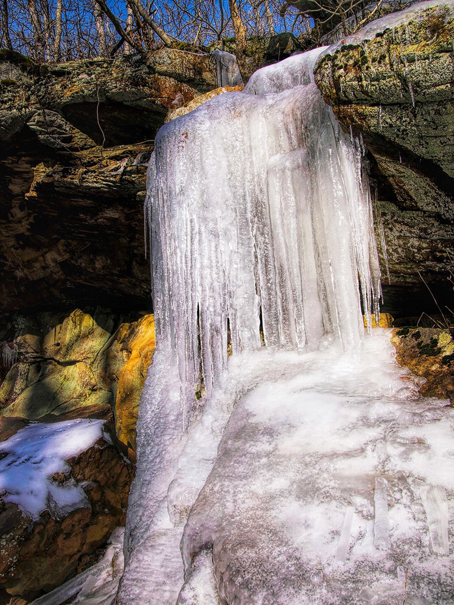Frozen waterfall in winter Shawnee National Forest
